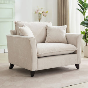 English Elm 46.3" Oversized Chenille Chair and a Half with Ruffled Arms for Living Room Lounging Cream N701P379404C