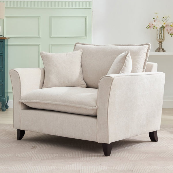 English Elm 46.3" Oversized Chenille Chair and a Half with Ruffled Arms for Living Room Lounging Cream N701P379404C