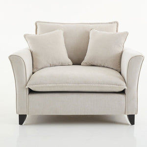 English Elm 46.3" Oversized Chenille Chair and a Half with Ruffled Arms for Living Room Lounging Cream N701P379404C