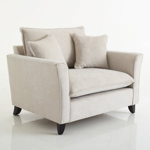 English Elm 46.3" Oversized Chenille Chair and a Half with Ruffled Arms for Living Room Lounging Cream N701P379404C