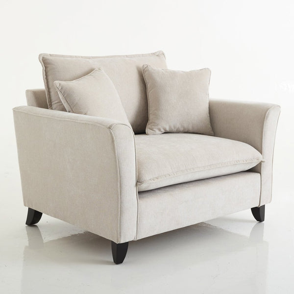 English Elm 46.3" Oversized Chenille Chair and a Half with Ruffled Arms for Living Room Lounging Cream N701P379404C