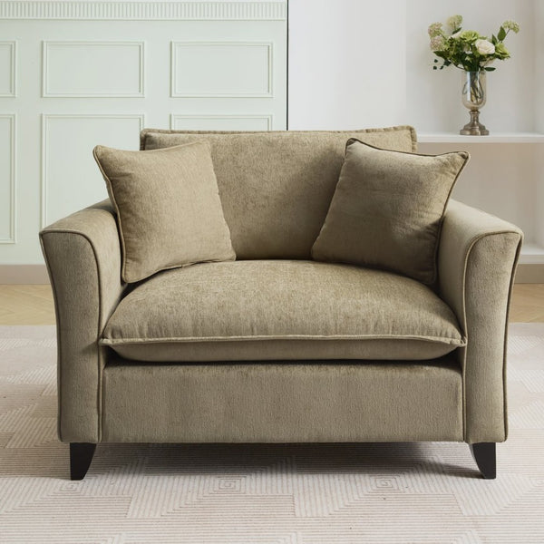 English Elm 46.3" Oversized Chenille Chair and a Half with Ruffled Arms for Living Room Lounging Green N701P379404G