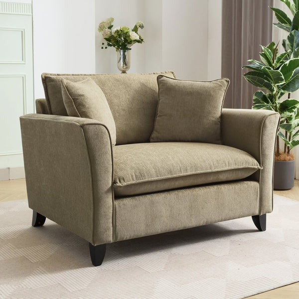 English Elm 46.3" Oversized Chenille Chair and a Half with Ruffled Arms for Living Room Lounging Green N701P379404G