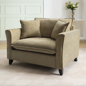 English Elm 46.3" Oversized Chenille Chair and a Half with Ruffled Arms for Living Room Lounging Green N701P379404G