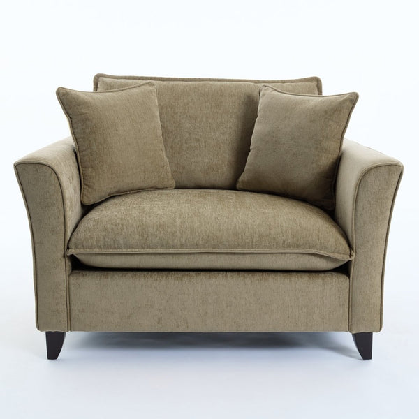English Elm 46.3" Oversized Chenille Chair and a Half with Ruffled Arms for Living Room Lounging Green N701P379404G