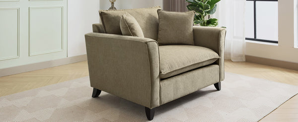 English Elm 46.3" Oversized Chenille Chair and a Half with Ruffled Arms for Living Room Lounging Green N701P379404G