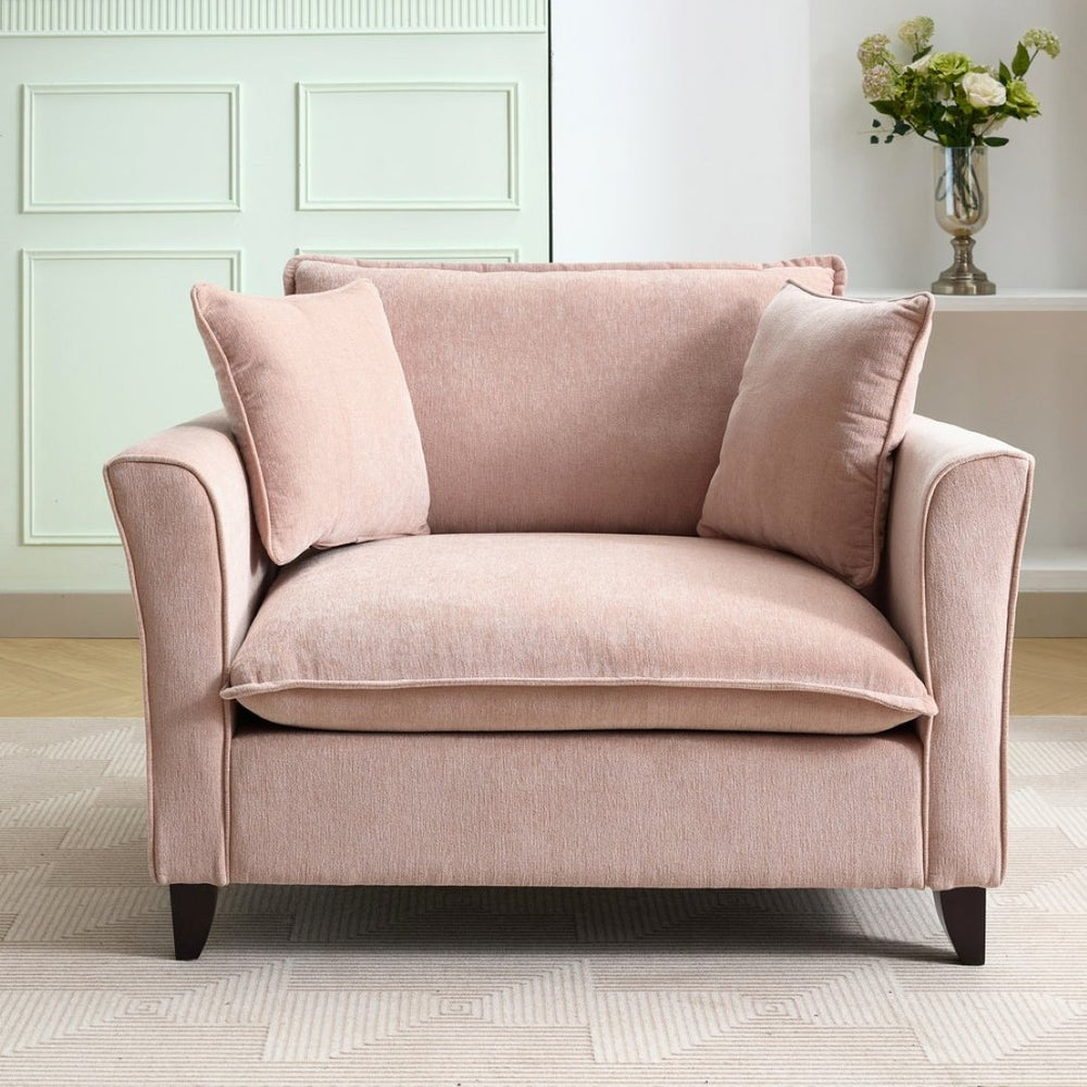 English Elm 46.3" Oversized Chenille Chair and a Half with Ruffled Arms for Living Room Lounging Pink N701P379404P