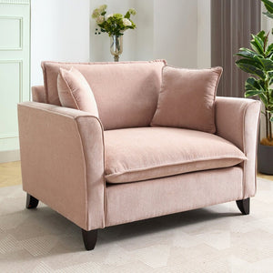 English Elm 46.3" Oversized Chenille Chair and a Half with Ruffled Arms for Living Room Lounging Pink N701P379404P