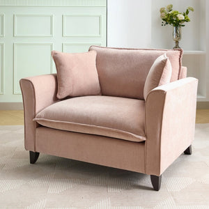 English Elm 46.3" Oversized Chenille Chair and a Half with Ruffled Arms for Living Room Lounging Pink N701P379404P