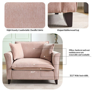 English Elm 46.3" Oversized Chenille Chair and a Half with Ruffled Arms for Living Room Lounging Pink N701P379404P