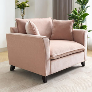 English Elm 46.3" Oversized Chenille Chair and a Half with Ruffled Arms for Living Room Lounging Pink N701P379404P