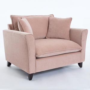 English Elm 46.3" Oversized Chenille Chair and a Half with Ruffled Arms for Living Room Lounging Pink N701P379404P