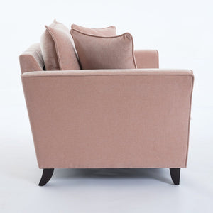 English Elm 46.3" Oversized Chenille Chair and a Half with Ruffled Arms for Living Room Lounging Pink N701P379404P