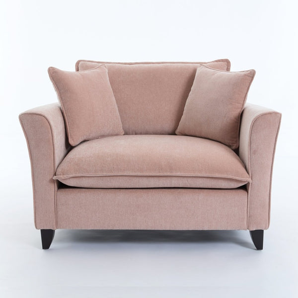 English Elm 46.3" Oversized Chenille Chair and a Half with Ruffled Arms for Living Room Lounging Pink N701P379404P