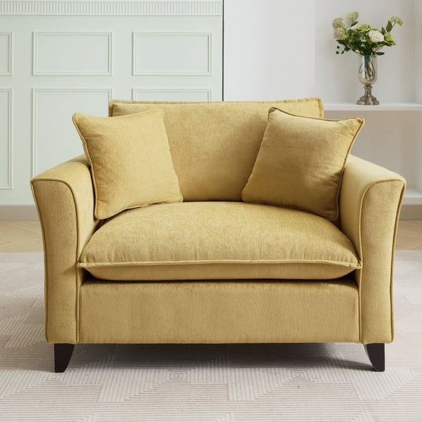 English Elm 46.3" Oversized Chenille Chair and a Half with Ruffled Arms for Living Room Lounging Yellow N701P379404Y