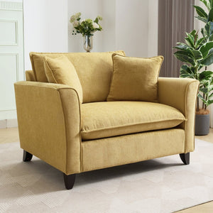 English Elm 46.3" Oversized Chenille Chair and a Half with Ruffled Arms for Living Room Lounging Yellow N701P379404Y