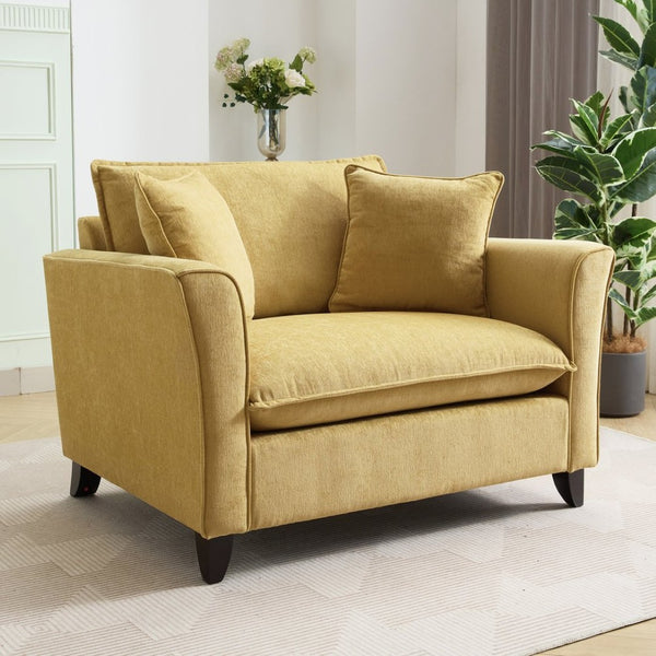 English Elm 46.3" Oversized Chenille Chair and a Half with Ruffled Arms for Living Room Lounging Yellow N701P379404Y