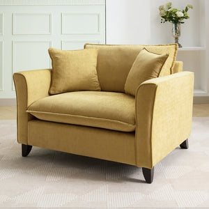 English Elm 46.3" Oversized Chenille Chair and a Half with Ruffled Arms for Living Room Lounging Yellow N701P379404Y