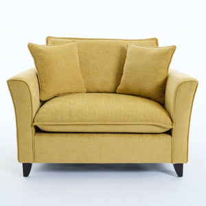 English Elm 46.3" Oversized Chenille Chair and a Half with Ruffled Arms for Living Room Lounging Yellow N701P379404Y