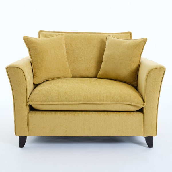 English Elm 46.3" Oversized Chenille Chair and a Half with Ruffled Arms for Living Room Lounging Yellow N701P379404Y