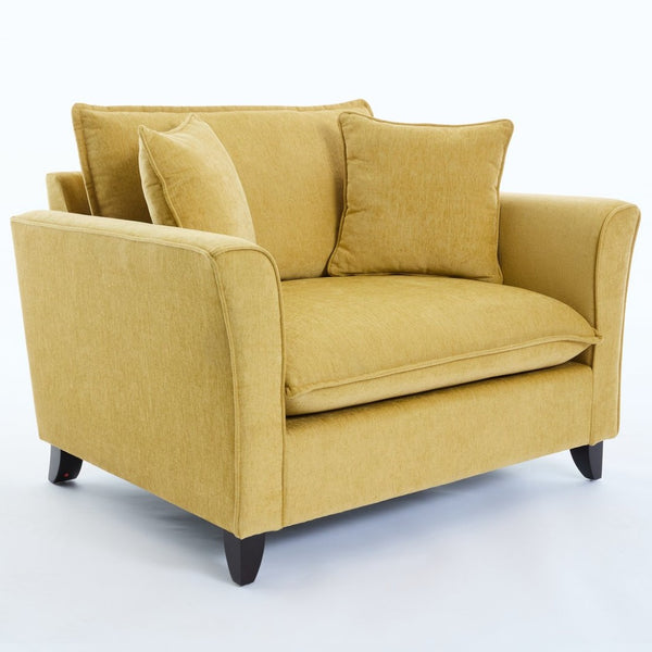 English Elm 46.3" Oversized Chenille Chair and a Half with Ruffled Arms for Living Room Lounging Yellow N701P379404Y