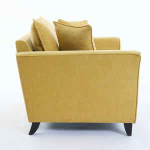 English Elm 46.3" Oversized Chenille Chair and a Half with Ruffled Arms for Living Room Lounging Yellow N701P379404Y