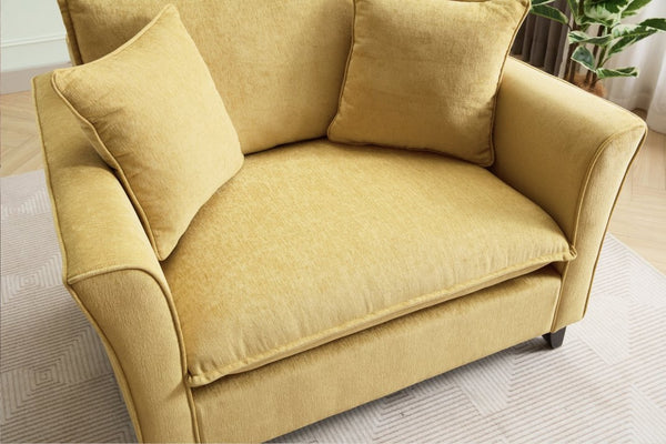 English Elm 46.3" Oversized Chenille Chair and a Half with Ruffled Arms for Living Room Lounging Yellow N701P379404Y
