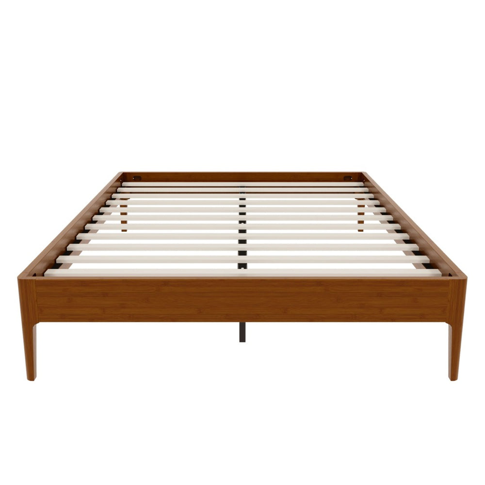 English Elm 15 Inch Queen Solid Bamboo Platform Bed Eco Friendly Low Profile Frame with Metal Slats Brown N701P411012D