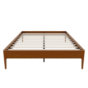English Elm 15 Inch Queen Solid Bamboo Platform Bed Eco Friendly Low Profile Frame with Metal Slats Brown N701P411012D