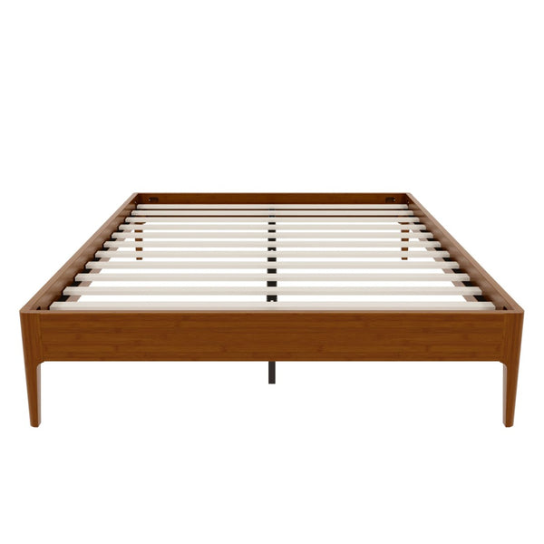 English Elm 15 Inch Queen Solid Bamboo Platform Bed Eco Friendly Low Profile Frame with Metal Slats Brown N701P411012D