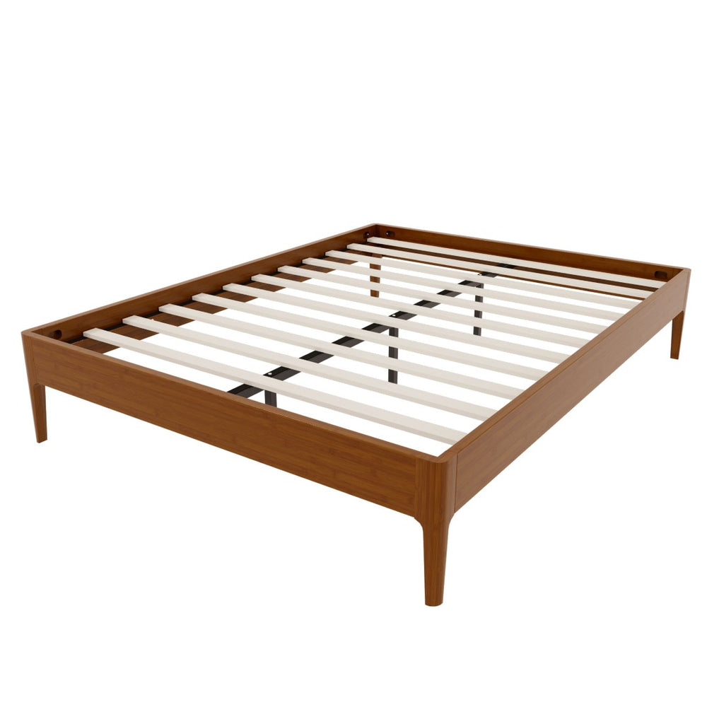 English Elm 15 Inch Queen Solid Bamboo Platform Bed Eco Friendly Low Profile Frame with Metal Slats Brown N701P411012D