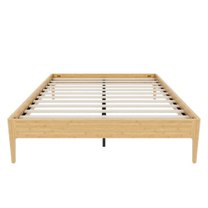 English Elm 15 Inch Queen Solid Bamboo Platform Bed Eco Friendly Low Profile Frame with Metal Slats Natural N701P411012N