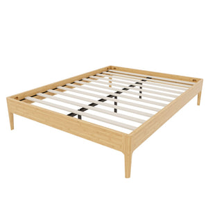 English Elm 15 Inch Queen Solid Bamboo Platform Bed Eco Friendly Low Profile Frame with Metal Slats Natural N701P411012N