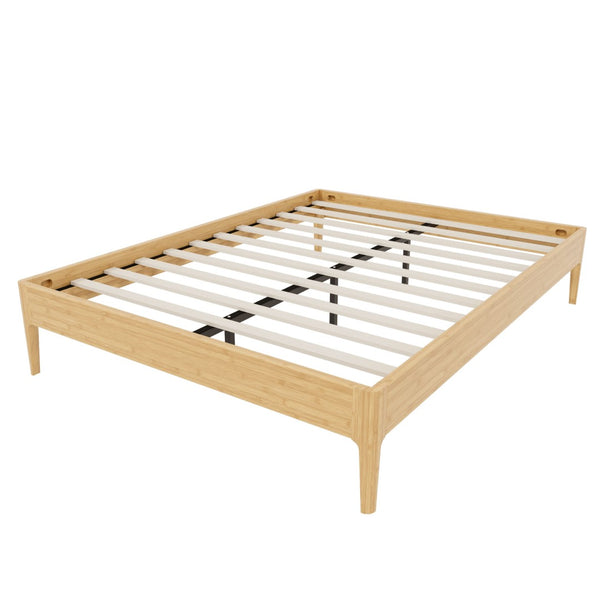 English Elm 15 Inch Queen Solid Bamboo Platform Bed Eco Friendly Low Profile Frame with Metal Slats Natural N701P411012N