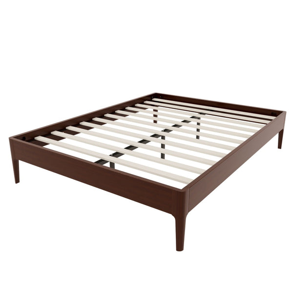 English Elm 15 Inch Queen Solid Bamboo Platform Bed Eco Friendly Low Profile Frame with Metal Slats Chocolate N701P411012Q