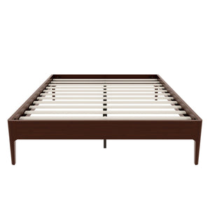English Elm 15 Inch Queen Solid Bamboo Platform Bed Eco Friendly Low Profile Frame with Metal Slats Chocolate N701P411012Q