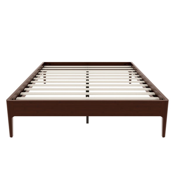 English Elm 15 Inch Queen Solid Bamboo Platform Bed Eco Friendly Low Profile Frame with Metal Slats Chocolate N701P411012Q