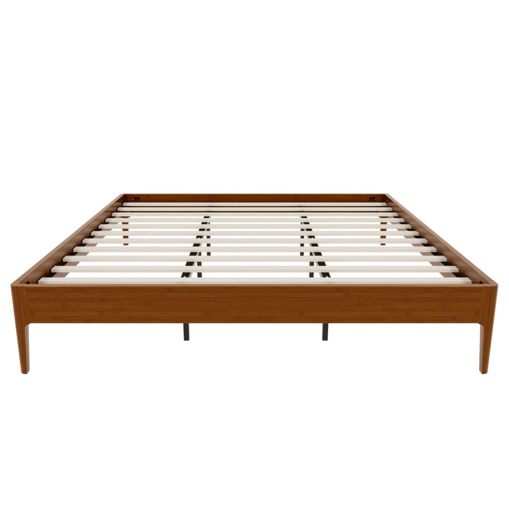 English Elm 15 Inch Solid Bamboo King Platform Bed with Metal Slat Support for Modern Bedroom Brown N701P411016D