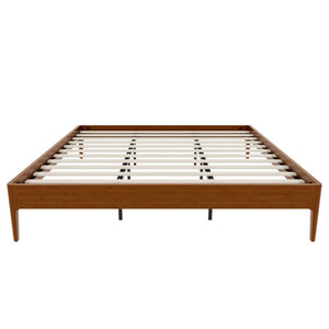 English Elm 15 Inch Solid Bamboo King Platform Bed with Metal Slat Support for Modern Bedroom Brown N701P411016D