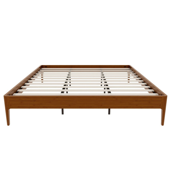 English Elm 15 Inch Solid Bamboo King Platform Bed with Metal Slat Support for Modern Bedroom Brown N701P411016D