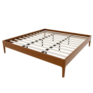 English Elm 15 Inch Solid Bamboo King Platform Bed with Metal Slat Support for Modern Bedroom Brown N701P411016D