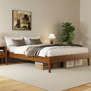 English Elm 15 Inch Solid Bamboo Full Platform Bed Minimalist Low Profile Frame with Metal Support Brown N701P411028D