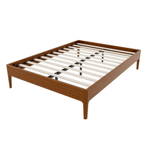 English Elm 15 Inch Solid Bamboo Full Platform Bed Minimalist Low Profile Frame with Metal Support Brown N701P411028D