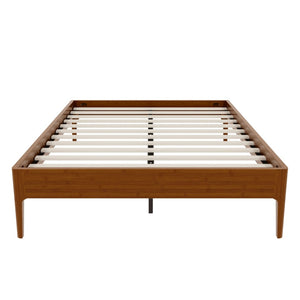 English Elm 15 Inch Solid Bamboo Full Platform Bed Minimalist Low Profile Frame with Metal Support Brown N701P411028D