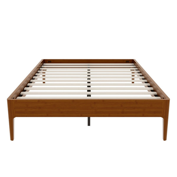 English Elm 15 Inch Solid Bamboo Full Platform Bed Minimalist Low Profile Frame with Metal Support Brown N701P411028D