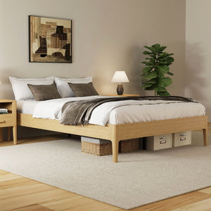 English Elm 15 Inch Solid Bamboo Full Platform Bed Minimalist Low Profile Frame with Metal Support Natural N701P411028N