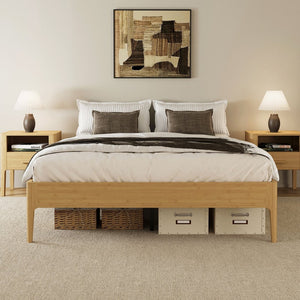 English Elm 15 Inch Solid Bamboo Full Platform Bed Minimalist Low Profile Frame with Metal Support Natural N701P411028N