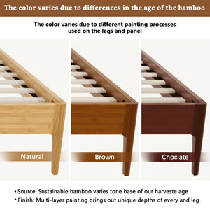 English Elm 15 Inch Solid Bamboo Full Platform Bed Minimalist Low Profile Frame with Metal Support Natural N701P411028N