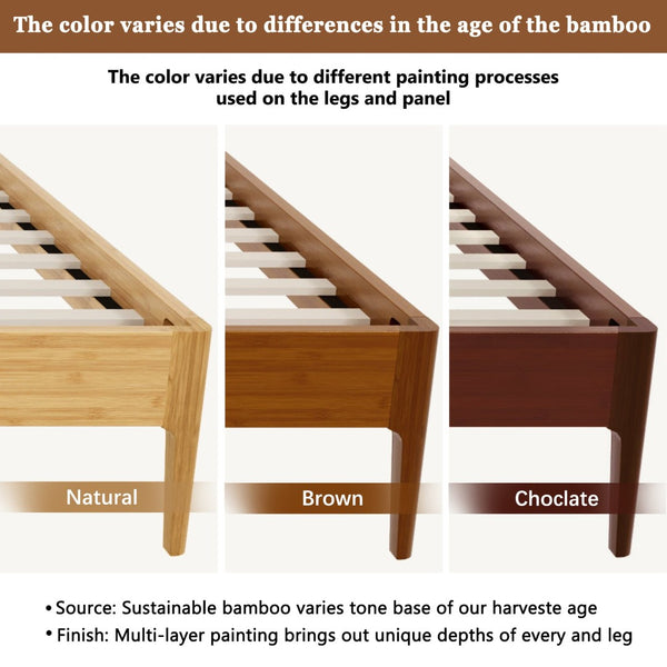 English Elm 15 Inch Solid Bamboo Full Platform Bed Minimalist Low Profile Frame with Metal Support Natural N701P411028N