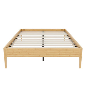 English Elm 15 Inch Solid Bamboo Full Platform Bed Minimalist Low Profile Frame with Metal Support Natural N701P411028N